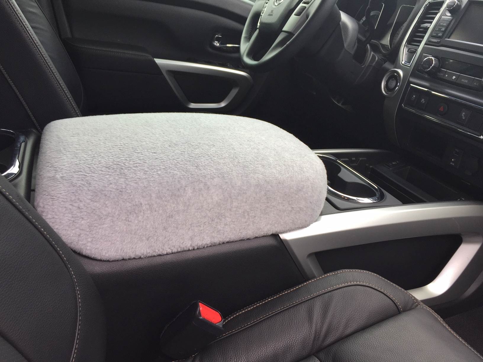 Center Console Lid Armrest Cushion Cover For 2004-2024 Nissan Titan & Titan XD - Black